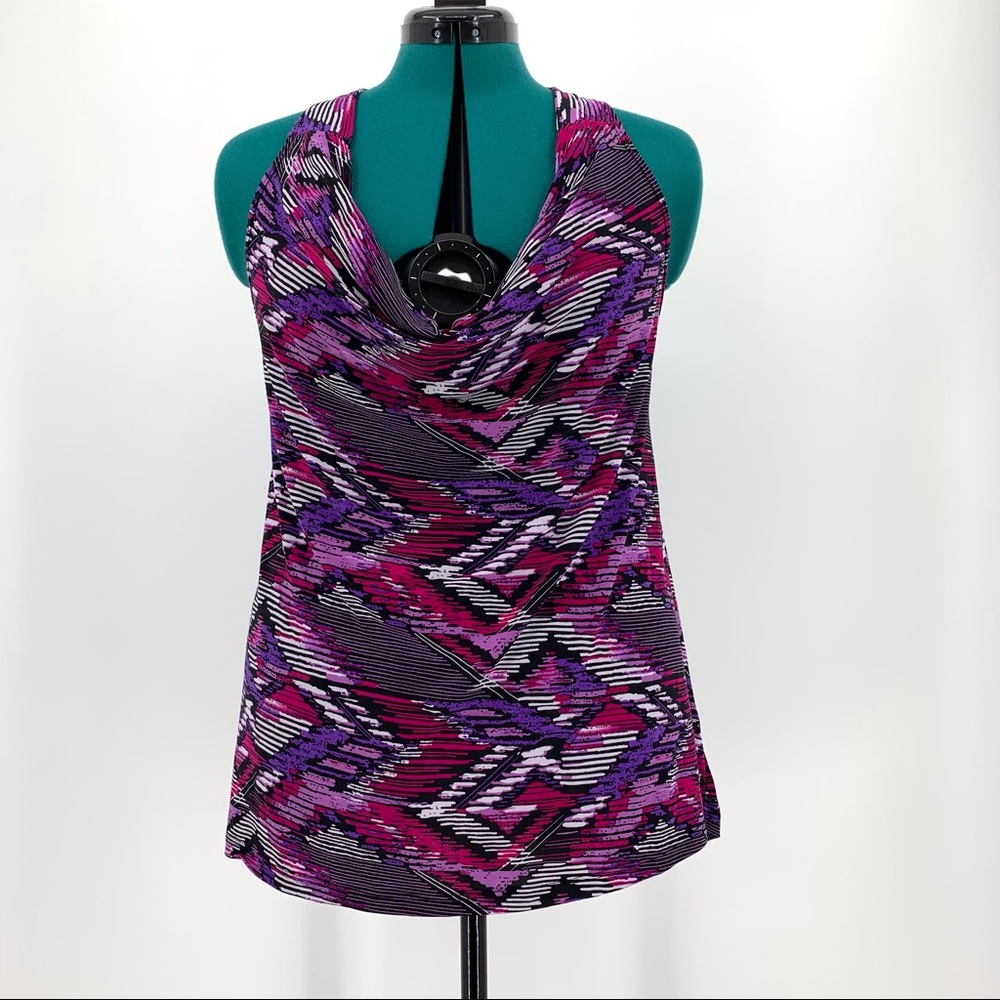 MXM Patterned Halter Top with Ring Back, 0X